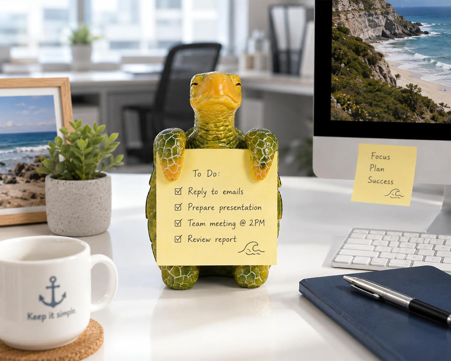 Highland Cow Pop-up Sticky Note Dispenser, Includes 1 Pad of 3x3 in Super Sticky Notes, 100 Sheets, Resin Cute Handmade Desk Holder for Office & Home-Beige