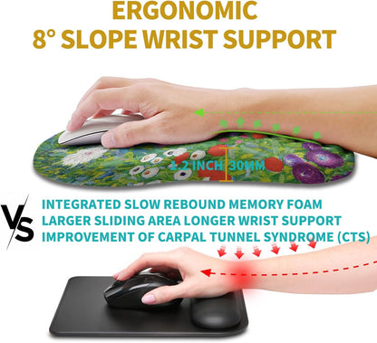 Hokafenle Ergonomic Mouse Pad Wrist Support, Wrist Rest Mousepad for Carpal Tunnel Pain Relief with Integrated Memory Foam Slope Massage Bulge (11.8x7.9 inch,Topographic Contour)