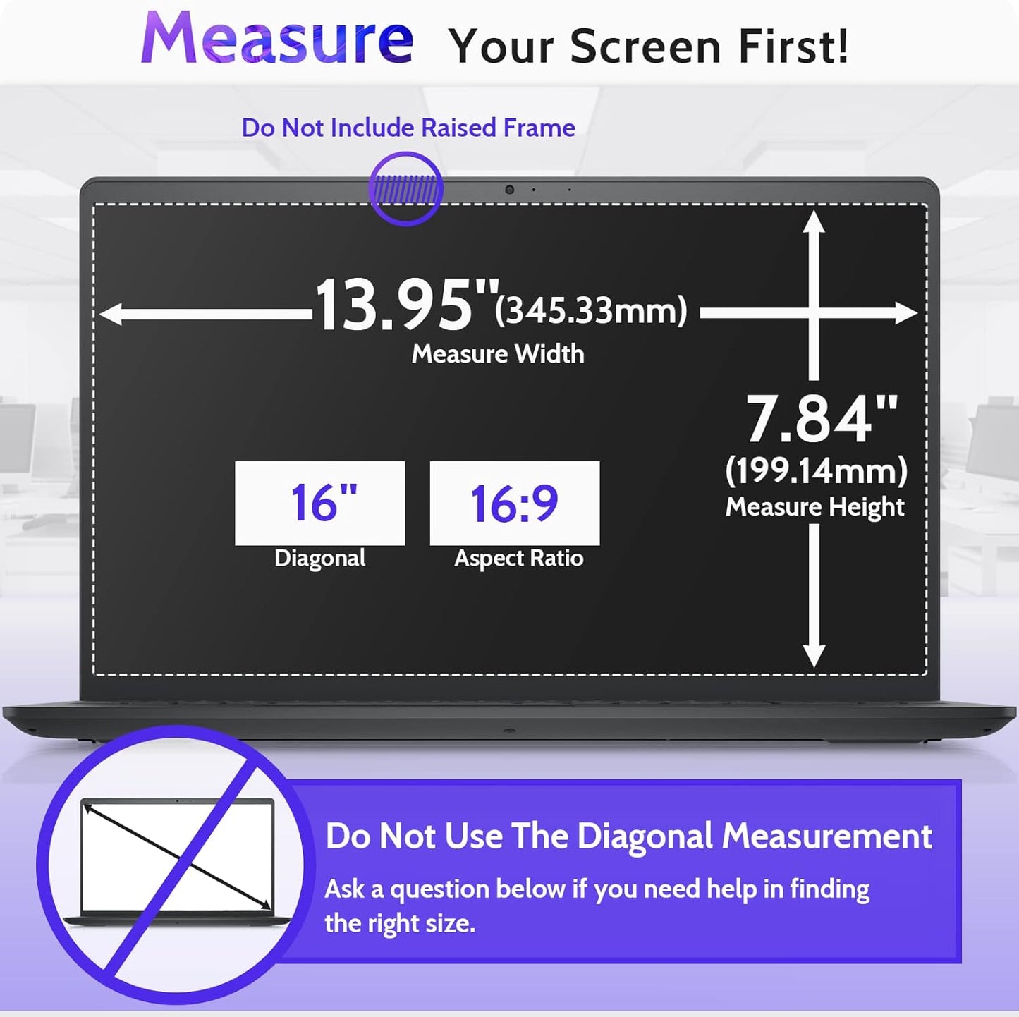 Peslv 15.6 Inch Laptop Privacy Screen Compatible With Lenovo Hp Dell Acer Asus Thinkpad Envy Xps, 16:9 Aspect Removable Anti Glare Blue Light Filter Protector, 15 In Computer Monitor Security Shield