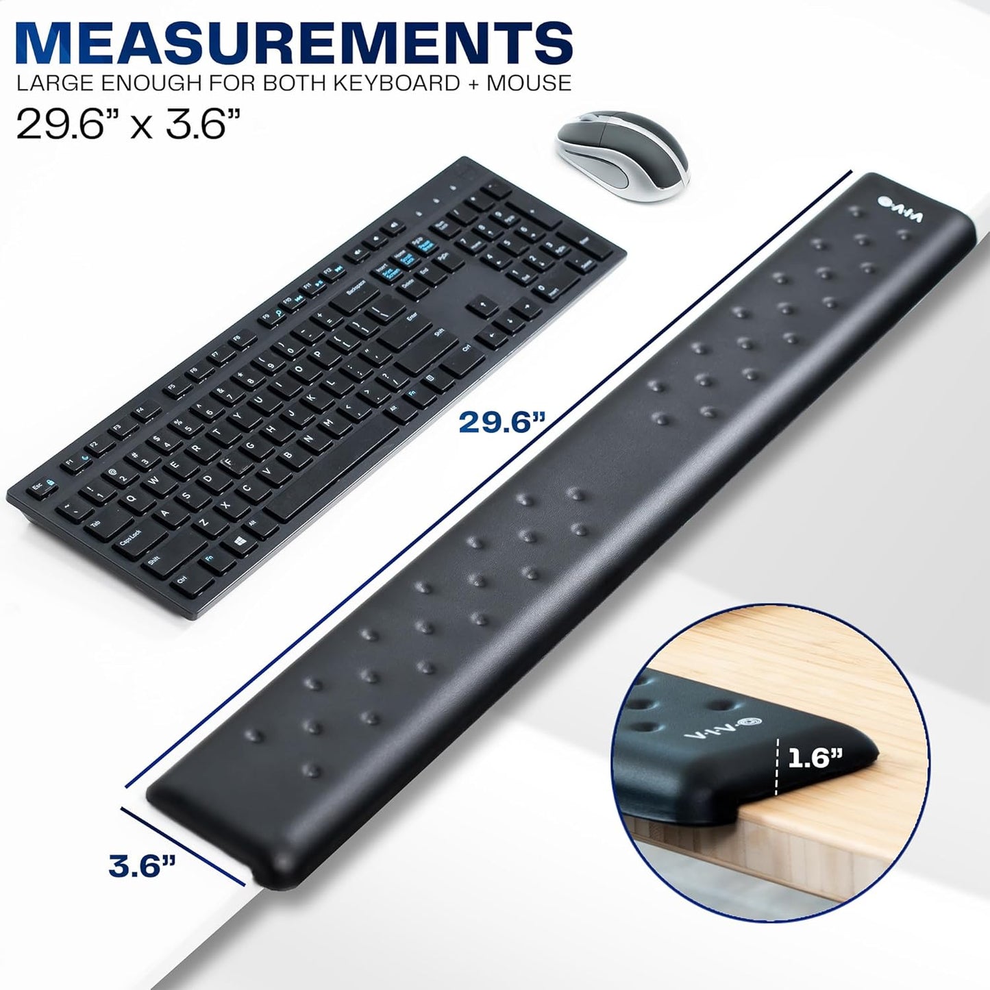 VIVO Ergonomic Long 30” Wrist Pad, Non-Slip Memory Foam Arm Rest for Desk, Elbow Cushion with L-Shaped Edging, Black, DESK-WR30