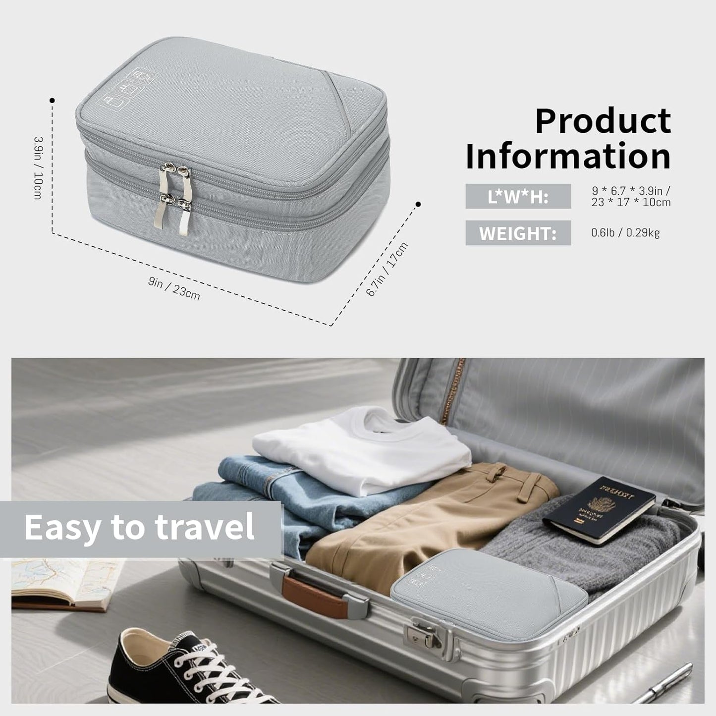 Lanola Travel Cable Organizer Bag, Electronic Accessories Case Portable Double Layer Cable Storage Bag for Cord,phone,Charger, Flash Drive, Phone, SD Card,Personal Items - (Purple)