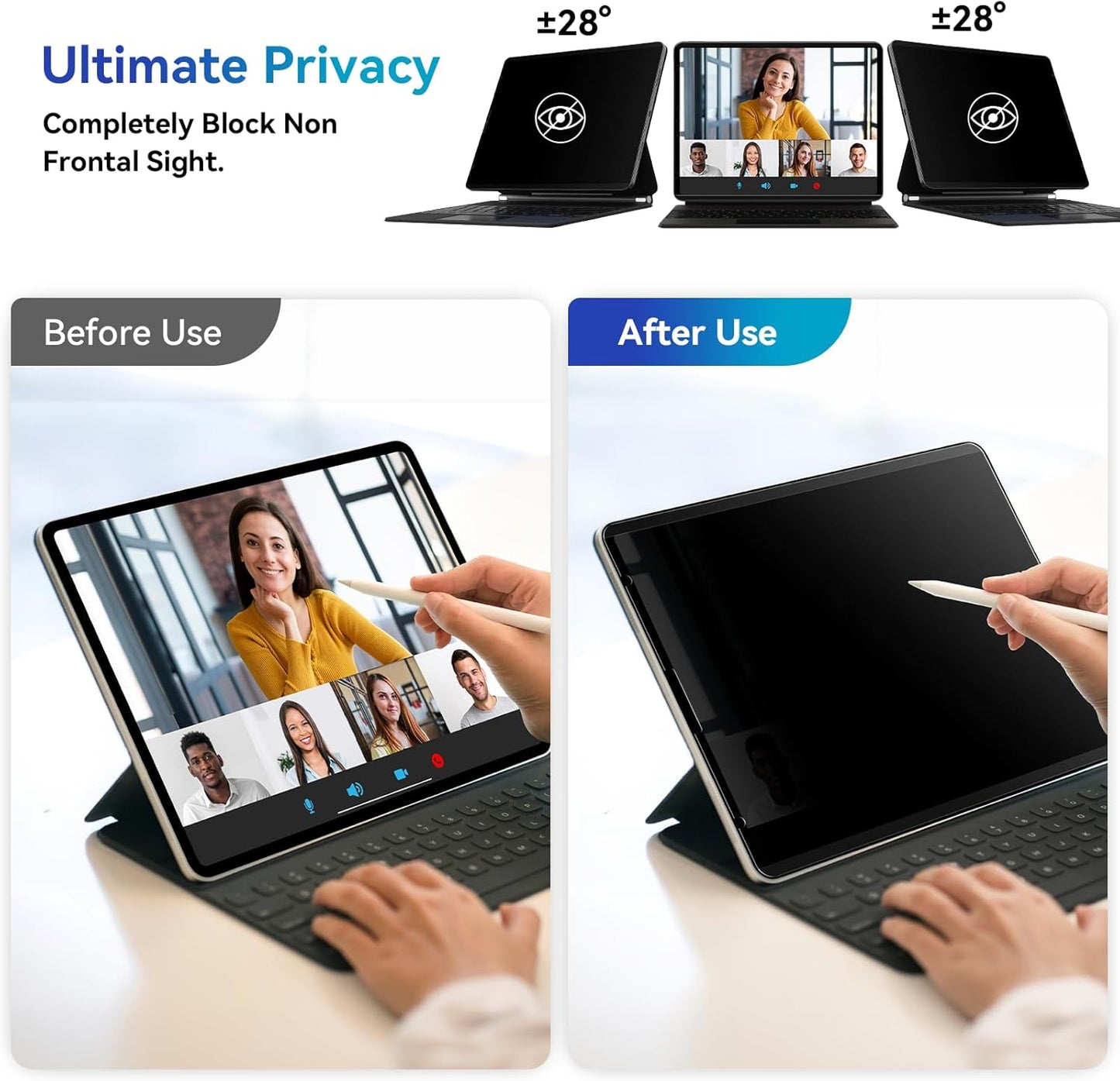 Laptop Privacy Screen 14 Inch Compatible with HP/Dell/Acer/Samsung/Asus/Lenovo/Toshiba,16:10 Aspect Removable Anti Glare Blue Light Filter Protector, 14 in Laptop Privacy Screen Shield