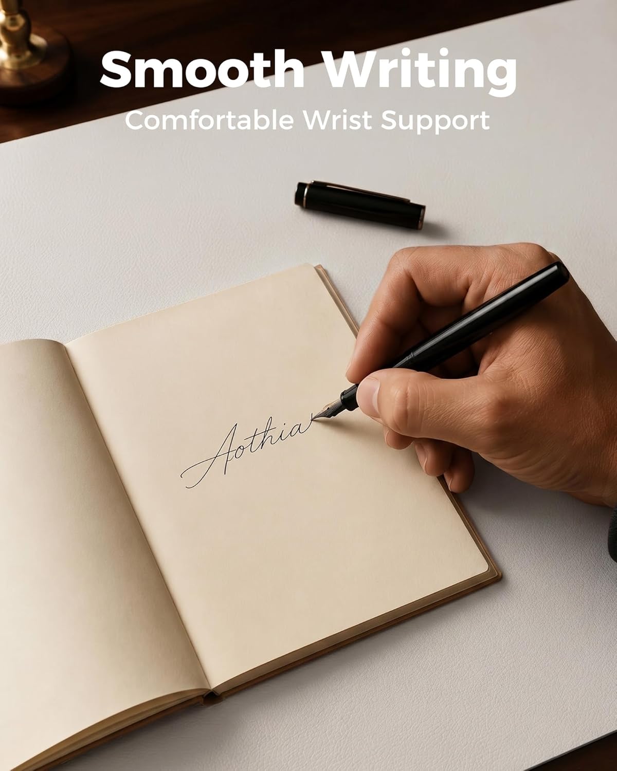 Aothia Dual-Sided Desk Pad - 25.6x13.7 inches Leather Desk Mat, Natural Cork Desk Pad Protector, Large Mouse Pad for Desk, Waterproof Desk Blotter Pad, Desk Writing Pad for Office Work/Home, Black