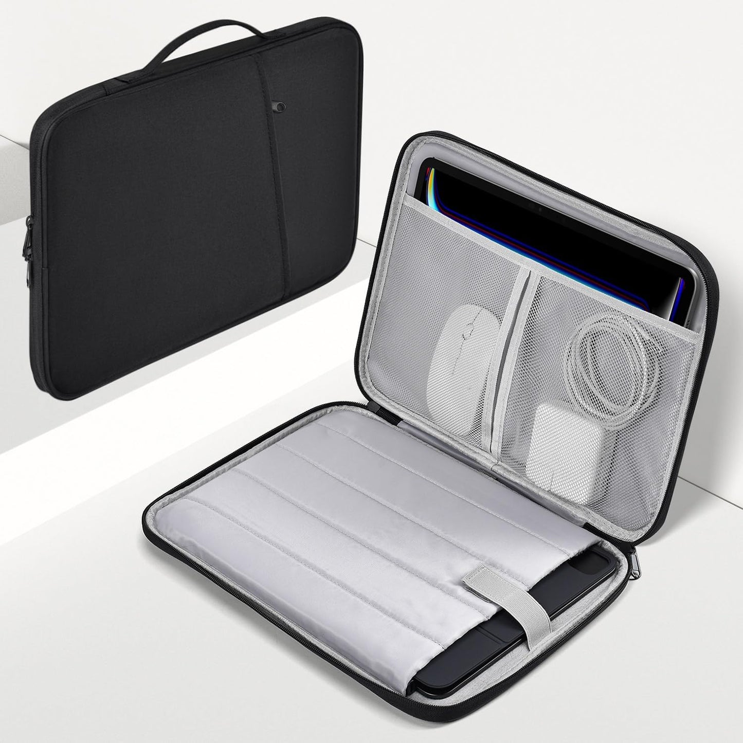 13 inch iPad Pro Case, Padded Travel Carrying Sleeve for iPad Pro 13-in M5 M4 & iPad Air 13-in M2 M3 M4(2026) w/Magic Keyboard, Water-Resistant Shockproof iPad Soft Bag Cover Accessory Pocket -Black