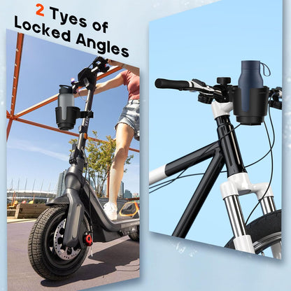 Cup Holder with 0.6"-1.5" Aluminum Clamp - Drink Holder for ATV, Motorcycle, Bike, Wheelchair, Golf Cart, Fits Maximum Diameter of 3.38 inches Bottles.