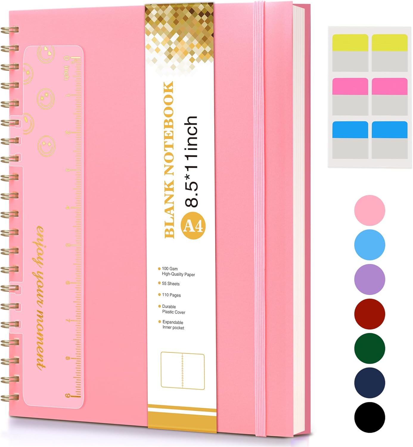 Dotted Notebook, Spiral Notebook Journal 8.5” x 11”, A4 Large Dot Grid Notebooks for Women Men, 100 GSM Dotted Paper, Plastic Hardcover Spiral Bullet Journals for Work School Sketching, Green
