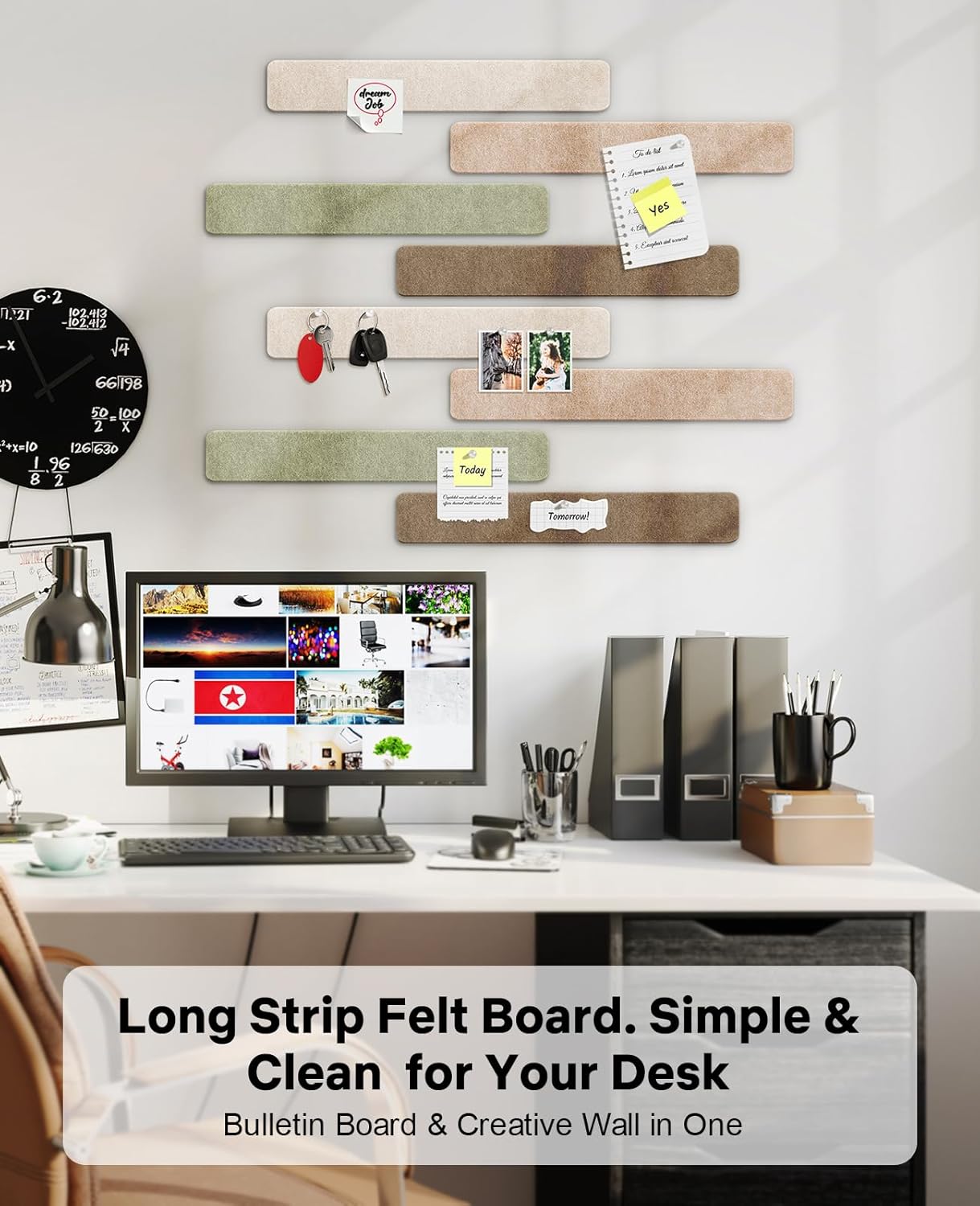 Small Cork Bulletin Board Tiles, Felt Wall Decor and Office Desk Accessories for Vision, Message Center, Picture and Prayer Board, Dorm, Room, Home Office Essentials and Organization(Linen Dusk)