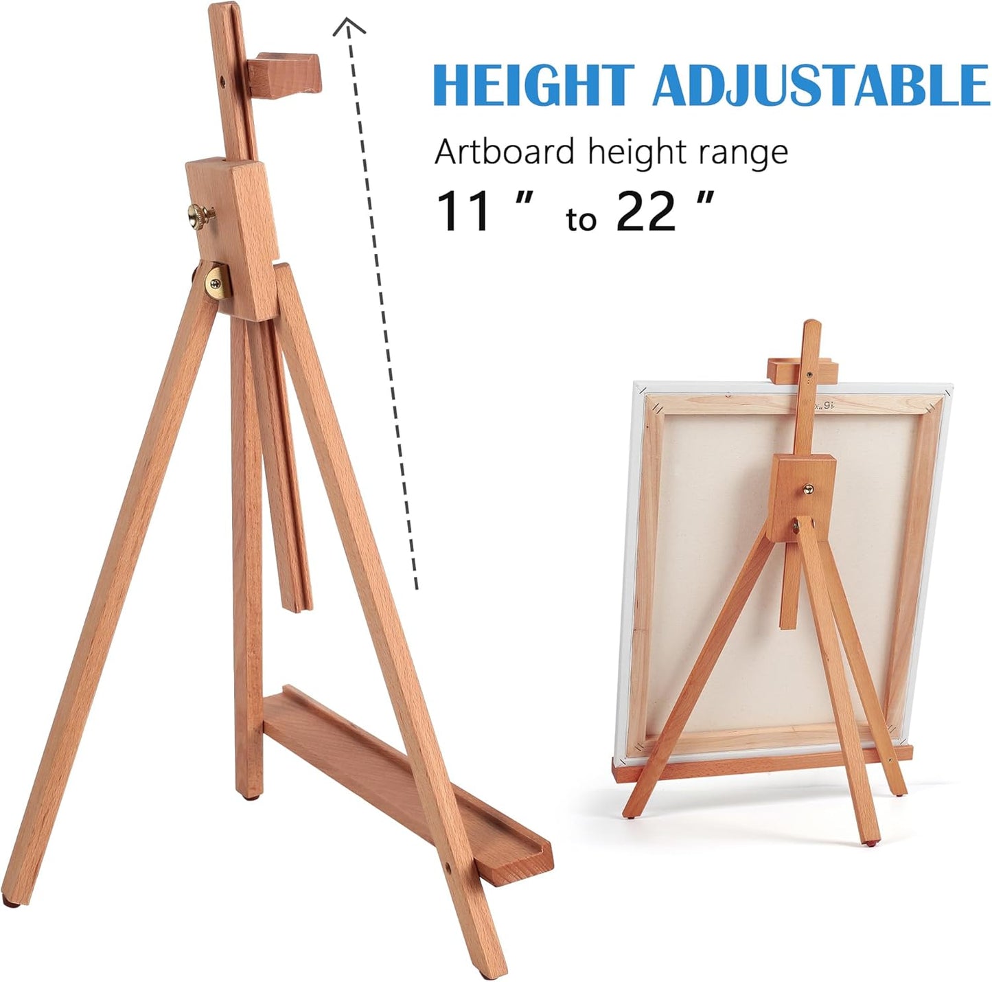 Falling in Art Beechwood 25" Tabletop Easel Display Stand for Painting - Holding Canvas Up to 22 1/2 Inches High, A-Frame Artist Tripod with Rubber Feet, Portable Photo and Sign Holder