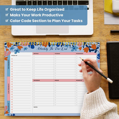 Weekly To Do List Notepad with 52 Undated Sheets（8.5"×11"）- Undated Weekly Planner Notepad for Office Desk Accessories and Supplies - Midnight Lilac