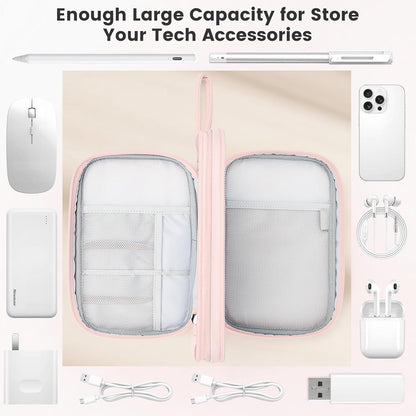 Skycase Tech Pouch - Lightweight Electronics Organizer Travel Case - Double Layers Cable Organizer - All-in-One Storage Bag for Charger, Cord, Phone, Flash Drive, Essentials - XL