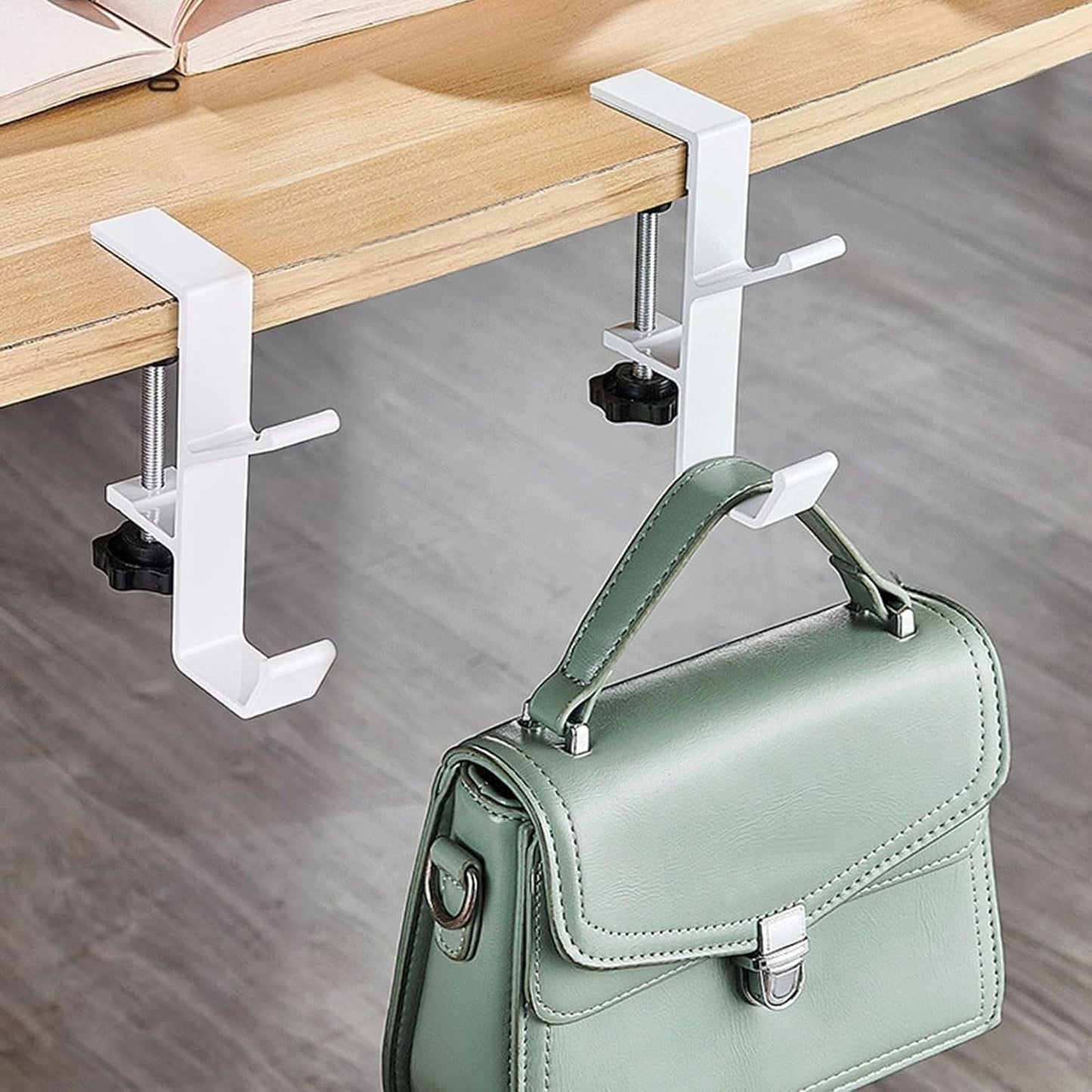 3PCS Desk Mount Bag Holder Hook Clamp,On Backpack Hanger Portable Desk Mount Headphones Holder for Reduce Desk Clutter Table Desk Table Hanging Storage