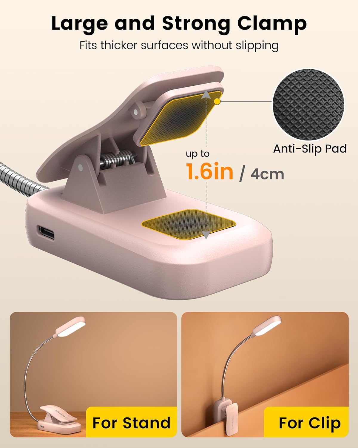 Glocusent 20 LED Reading Lights for Books in Bed, Eye Caring Reading Light, 5 Colors & 5 Brightness 3–100LM Dimmable, 1200mAh Rechargeable Book Light to 90H, Lightweight Clip on Light for Book Lovers
