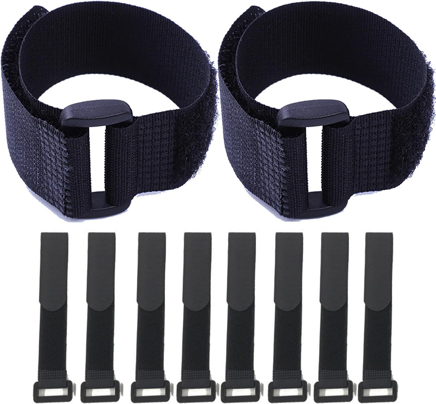 Fastening Nylon Strap with Buckle,10Pack Reusable Self-Adhesive Hook and Loop Cable Securing Straps,Adjustable Cinch Straps for Cords Organized and Tidy(1" x 8")