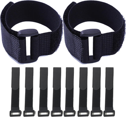 Fastening Nylon Strap with Buckle,10Pack Reusable Self-Adhesive Hook and Loop Cable Securing Straps,Adjustable Cinch Straps for Cords Organized and Tidy(1" x 8")
