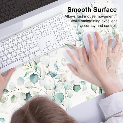 QIYI Large Mouse Pad, Cute Pink Desk Mat for Desktop, Women Girls PU Leather Desk Pad Waterproof Gaming Mousepad, Rose Gold Marble Computer Protector Writing Pad for School Office Home 31.5" x 15.7"