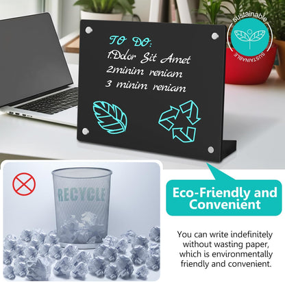 2PCS Clear Acrylic Weekly Dry Erase Board Desktop, 8x6 Small Magnetic Whiteboard with Stand for Table Calendar Memo Board for Fridge, Office, School, Home