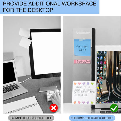 Office Desk Accessories 2pcs Multifunction Computer Monitor Memo Board - Office Supplies for Women Men Computer Sticky Note Holder Home Decor (Smooth Monitor Memo Board)