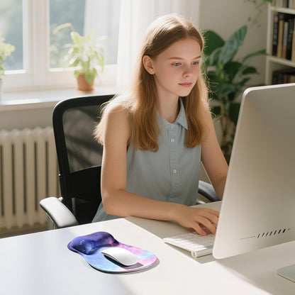 EooCoo Ergonomic Mouse Pad with Gel Wrist Rest Support, Middle Concave Design for Natural Wrist Alignment, Non-Slip Base Mousepad for Laptop, Computer, Office Desk Accessories, Carpal Tunnel Syndrome