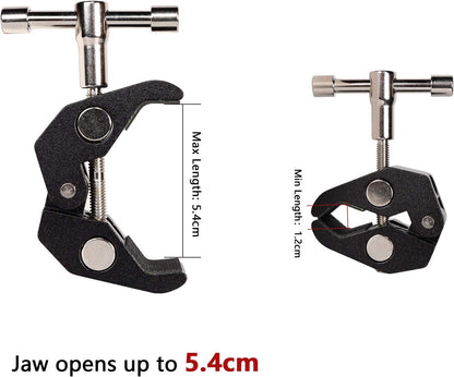Super Clamp with 1/4 and 3/8 Thread for Photography,Camera Monitor, LED Light,Umbrellas, Plate Glass, Cross Bars, Hooks, Shelves, Photo Accessories-3Pack
