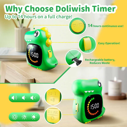 Visual Timer for Kids Light Blue Dinasuor Kids Timer Visual Led Rechargeable Toddler Timer Visual Countdown for Classroom Home Studing Playing