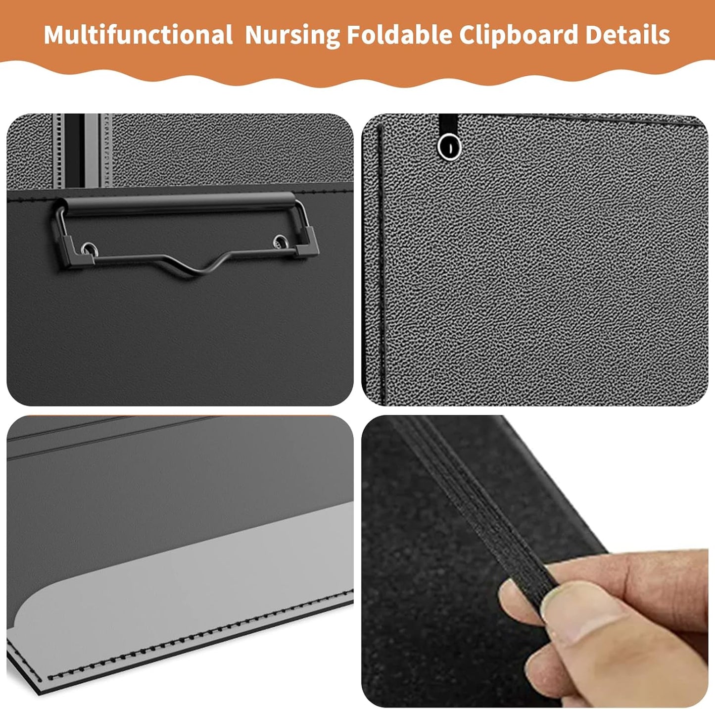 Nursing Clipboard Foldable - 3 Layers Folding Nursing Clipboard with Nursing Edition Cheat Sheets, Trifold Medical Clipboard Pocket Size for Nurses Doctors, PU Material, Holds Letter Size Paper