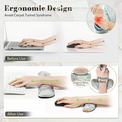 Gimars Upgrade Enlarge Silky and Superfine Fabric Gel Memory Foam Keyboard Wrist Rest Set, Ergonomic Keyboard Mouse Wrist Support for Typing Pain Relief, Comfort for Office, Gaming, Computer, Black