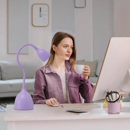 EJIAXIN Desk Lamp for Home Office - Clip on Reading Light and Bed Headboard Clamp Lamp, Bedside Gooseneck Table Lamp, Clip on Desk Lamps, Eye-Caring Desk Lamp for College Dorm Room Study Lamp, White