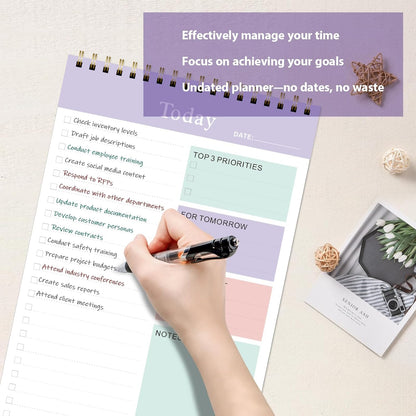 Weekly To Do List Notepad, Undated Planner with 52 Sheets (8.5''x11''), Desk Weekly Planner for Women & Man, Home School & Work