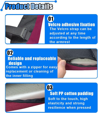 BDZMC 2PCS Car Seat Armrest Covers, Soft & Comfortable Office Chair Arm Pad, Anti-Scratch Car Armrest Cushion, Universal Car Armrest Pillow Protector Cover for Most Cars (Grey)