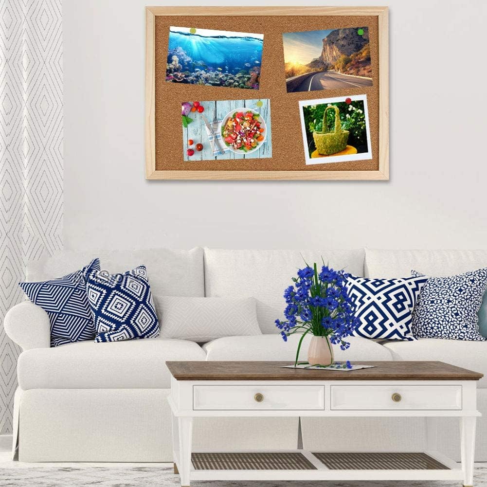 FEBSNOW Cork Board Bulletin Board 15.7 x 12 Inches with Rectangle White Frame Hanging Pin for Office Home Message Board or Vision Board Decoration