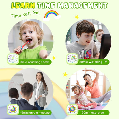 HIPPIH Visual Timer for Kids - 60 Minute Pomodoro Timers for Classroom Kitchen Office, Countdown Kids Timer Clock with Rainbow Disk, Desk Time Management Tool for Toddler with Silent Operation, Blue