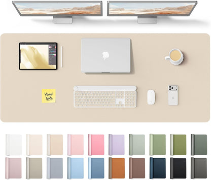 YSAGi Leather Desk Pad Protector, Large Mouse Pad, Non-Slip PU Leather Desk Blotter, Waterproof Writing Pad for Office and Home (31.5" x 15.8", Eggshell) - Colors A