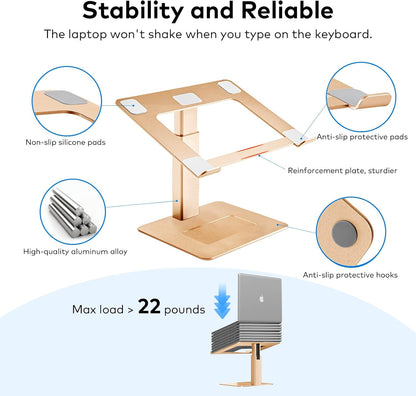 Laptop Stand for Desk, Ergonomic Sitting and Standing Laptop Riser for Notebook MacBook 11-17 Inches，DJ Laptop Stand Adjustable Height from 7-15 Inches Aluminum(Black)