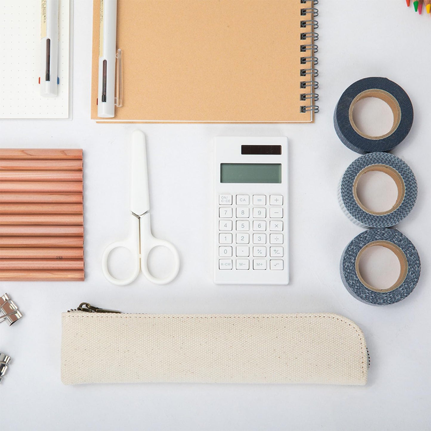 Canvas Pencil Case Small Pencil Pouch Slim Lightweight Pen Case Holder Cute Zipper Bag for School Office