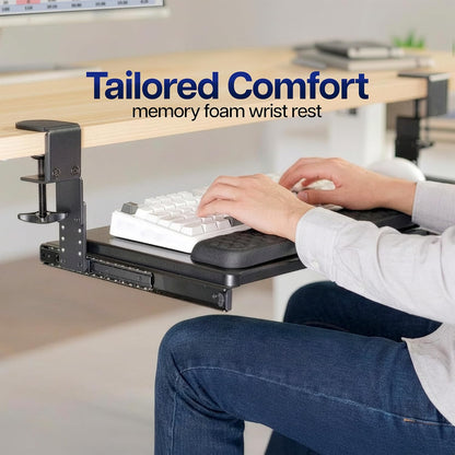 VIVO Large Height Adjustable Under Desk Keyboard Tray, C-clamp Mount System, 27 (33 Including Clamps) x 11 inch Slide-Out Platform for Typing, White, MOUNT-KB05HW