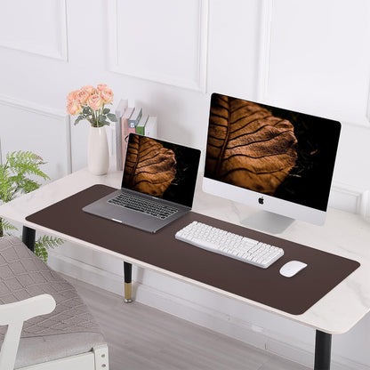 AFIING Large Desk Mat 47" x 17", Dual-Sided Natural Cork & PU Leather Desk Pad, Non-Slip Waterproof Mouse Pad for Office, Home & Gaming, Black