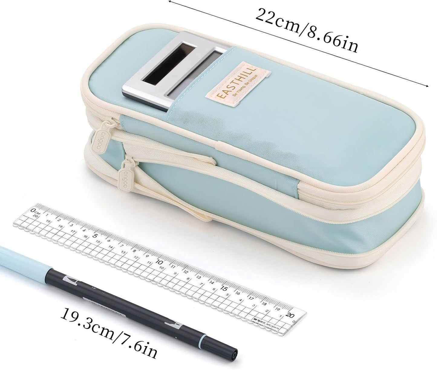 EASTHILL Big Capacity Pencil Case Large Pencil Pouch Stationery Pen Bag for Teen Girls-Green