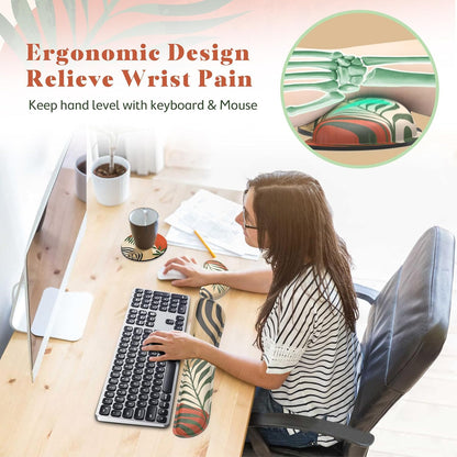 Gimars Upgrade Enlarge Silky and Superfine Fabric Gel Memory Foam Keyboard Wrist Rest Set, Ergonomic Keyboard Mouse Wrist Support for Typing Pain Relief, Comfort for Office, Gaming, Computer, Black