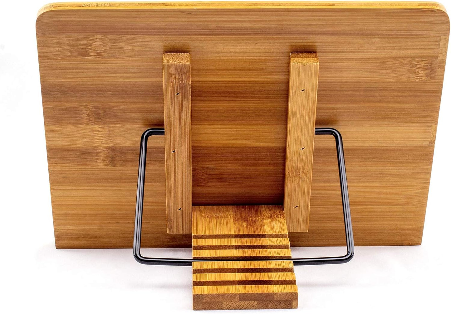 Large A+ (15.4 x 11) Inch XL Bamboo Book Stands & Holders for Reading Hands Free in Bed,Cookbook,Textbook,Law,with 6 Adjustable Height Document Stand
