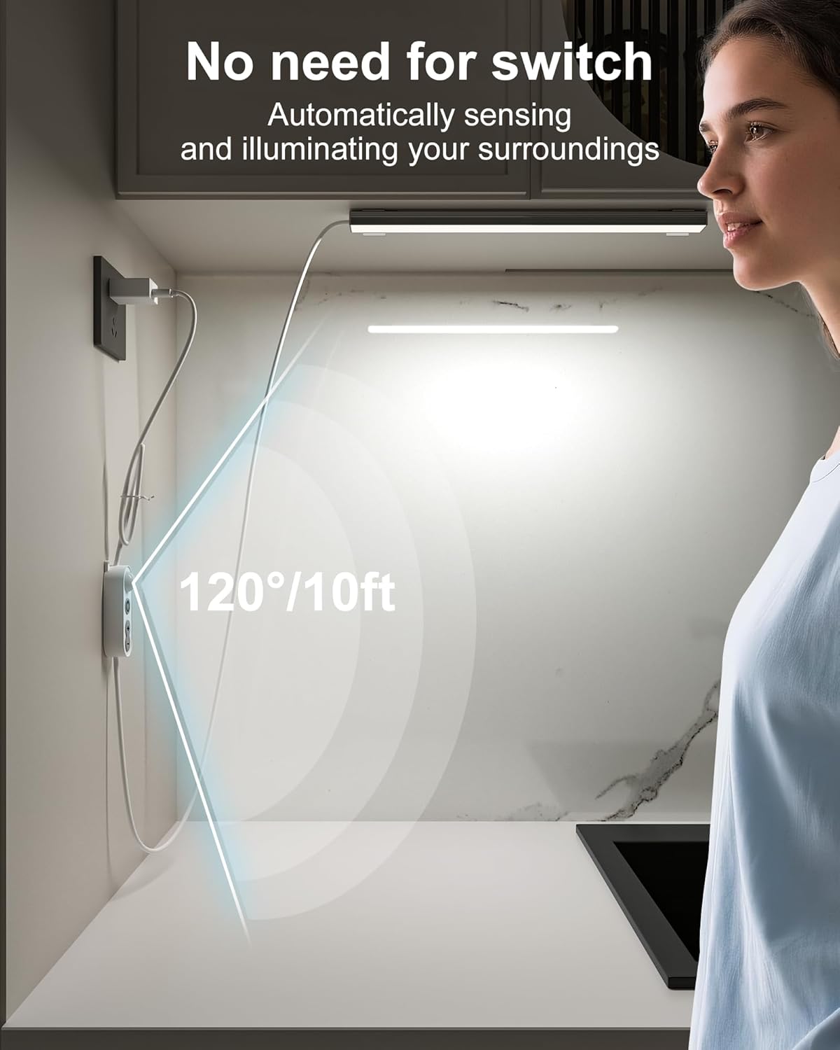 ASOKO Under Cabinet Led Lighting, 12 Inch Light Strip Bar, Daylight White 5000K Dimmable Plug in USB Light, Small Thin Led Under Counter Lighting for Kitchen/Room/Shelf/Desk/Display Case
