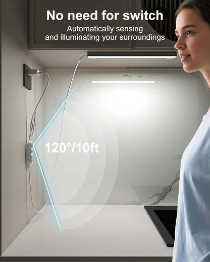 ASOKO Under Cabinet Led Lighting, 12 Inch Light Strip Bar, Daylight White 5000K Dimmable Plug in USB Light, Small Thin Led Under Counter Lighting for Kitchen/Room/Shelf/Desk/Display Case