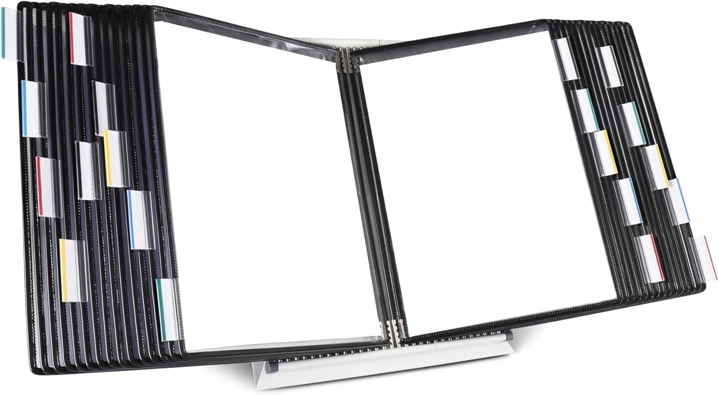 Tarifold Desktop Reference Organizer & Display System, 10 Double-Sided Pockets, 20 Sheet Capacity, Expandable, Durable Steel Wire Frames, Letter Size, Made in France, Black