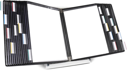 Tarifold Desktop Reference Organizer & Display System, 10 Double-Sided Pockets, 20 Sheet Capacity, Expandable, Durable Steel Wire Frames, Letter Size, Made in France, Black