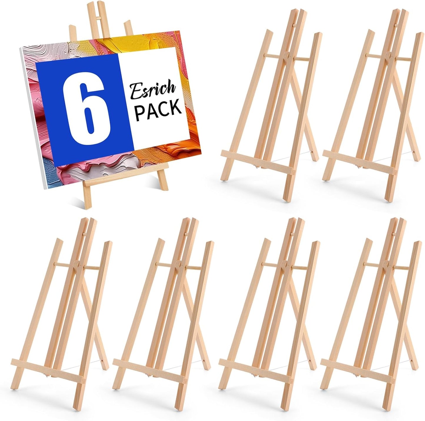 ESRICH 24 Pack 11.8" Wood Easels,Tabletop Easel for Painting,Painting Party, Displaying Canvases, Kids Student Table School Desktop, Portable Canvas Photo Picture Sign Holder