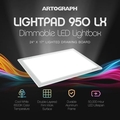 Artograph Thin LED Light Box, 17" x 12" Dimmable Drawing & Tracing Pad, LightPad 940 LX