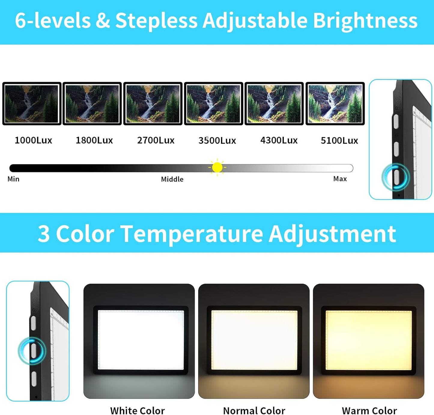 Phylosal Rechargeable A4 LED Light Pad with Built-in Stand, Magnetic Tracing Light Box for Drawing, Diamond Art Light Board with Side Button, Super Bright Light Table for Diamond Painting, Sketching