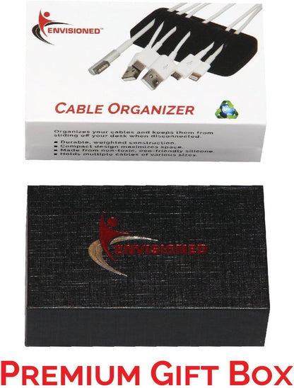 Desktop Cable Organizer, Weighted, Eco-Friendly Silicone, No Bad Smell, Bundled with 4 Reusable Cable Ties (Black)