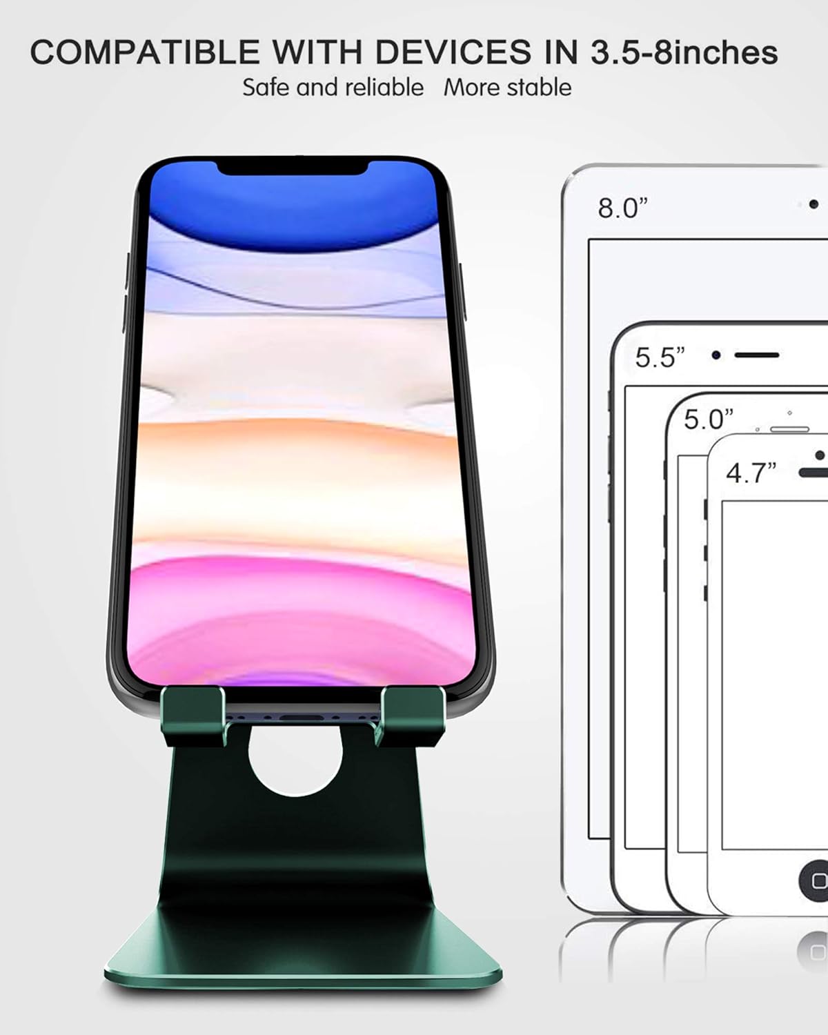 CreaDream Adjustable Cell Phone Stand, Phone Stand, Cradle, Dock, Holder, Aluminum Desktop Stand Compatible with Phone 16 15 14 13 12 11 Pro Max Plus SE, Accessories Desk, All Mobile Phones-Rose Gold