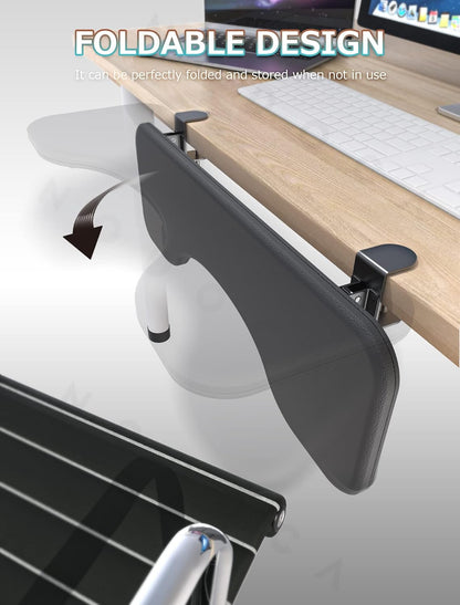 NODOCA Arm Rest for Desk, Ergonomics Wrist Rest, Desk Extender, Soft Sponge Built-in, Comfortable Arm Support for Desk, Wrapped in Eco-Friendly Leather, Foldable Elbow Rest for Desk(2, Black, 8.9'')