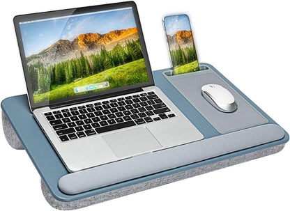 LAPGEAR Home Office Lap Desk with Device Ledge, Mouse Pad, and Phone Holder - Black Carbon - Fits up to 15.6 Inch Laptops - Style No. 91588